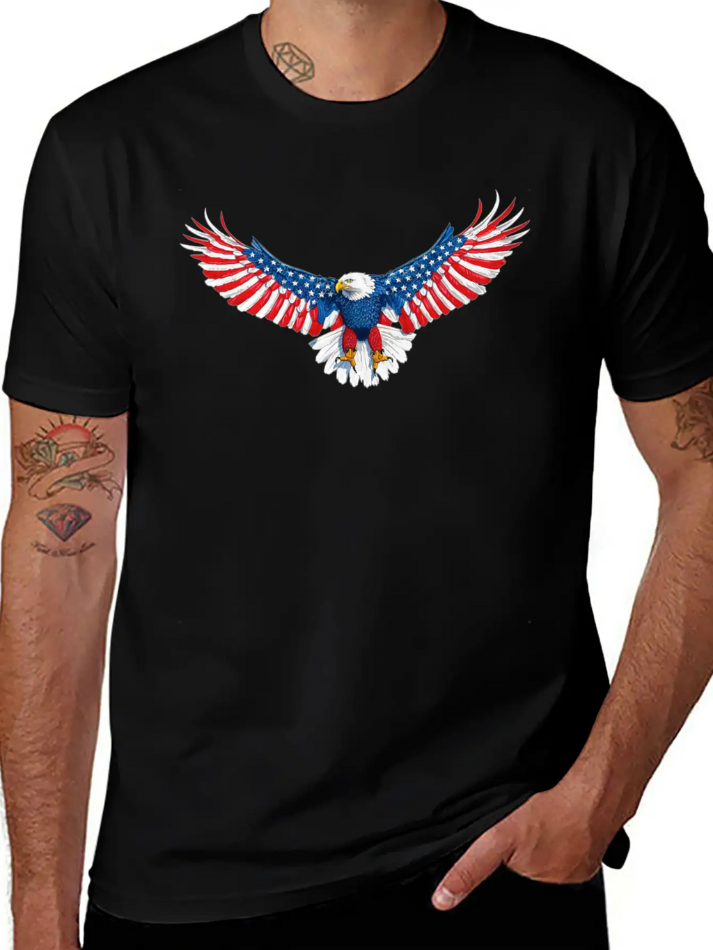 090 940 American Flag Eagle Modern Fit Casual T-Shirt – Clean And Versatile Design