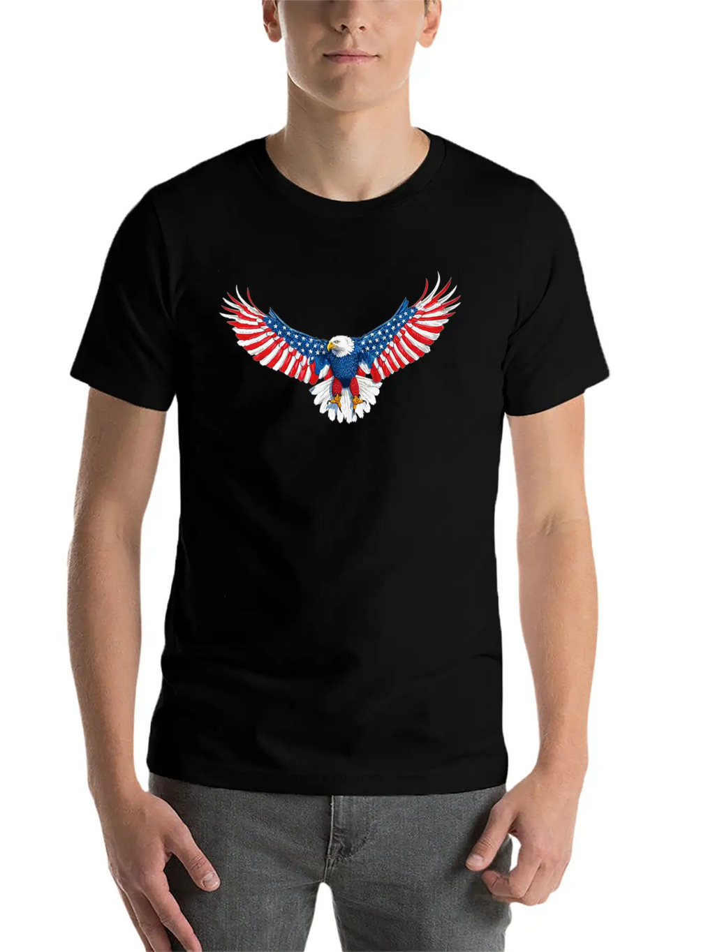 090 940 American Flag Eagle Modern Fit Casual T-Shirt – Clean And Versatile Design