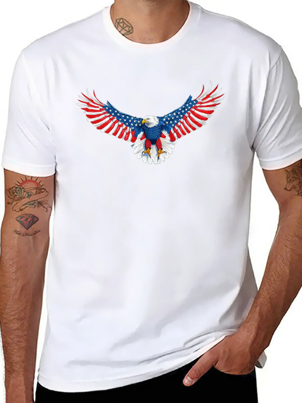 090 940 American Flag Eagle Modern Fit Casual T-Shirt – Clean And Versatile Design