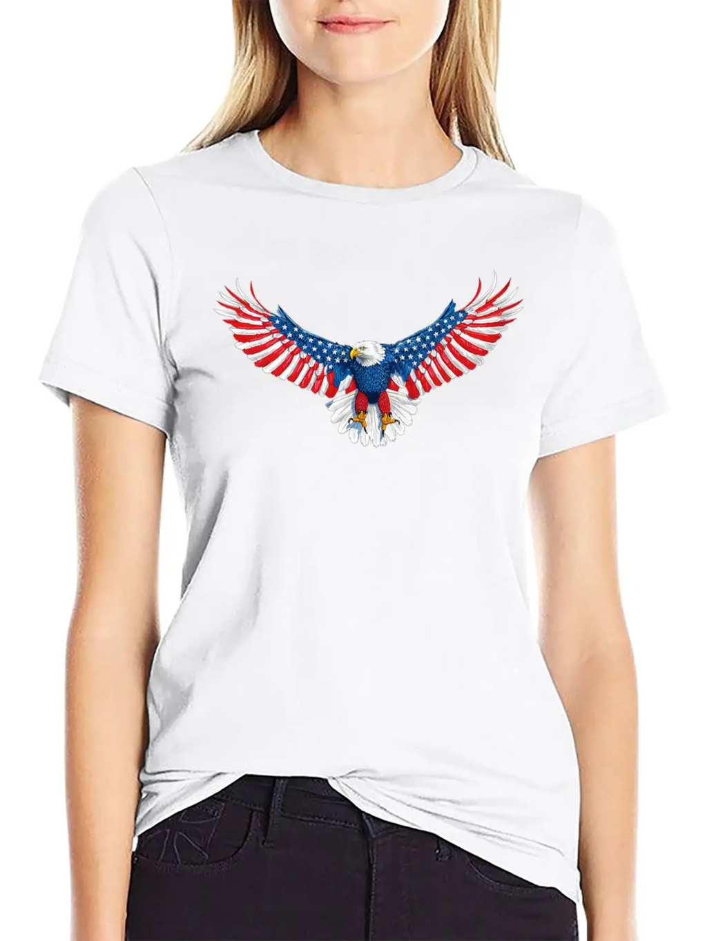 090 940 American Flag Eagle Modern Fit Casual T-Shirt – Clean And Versatile Design