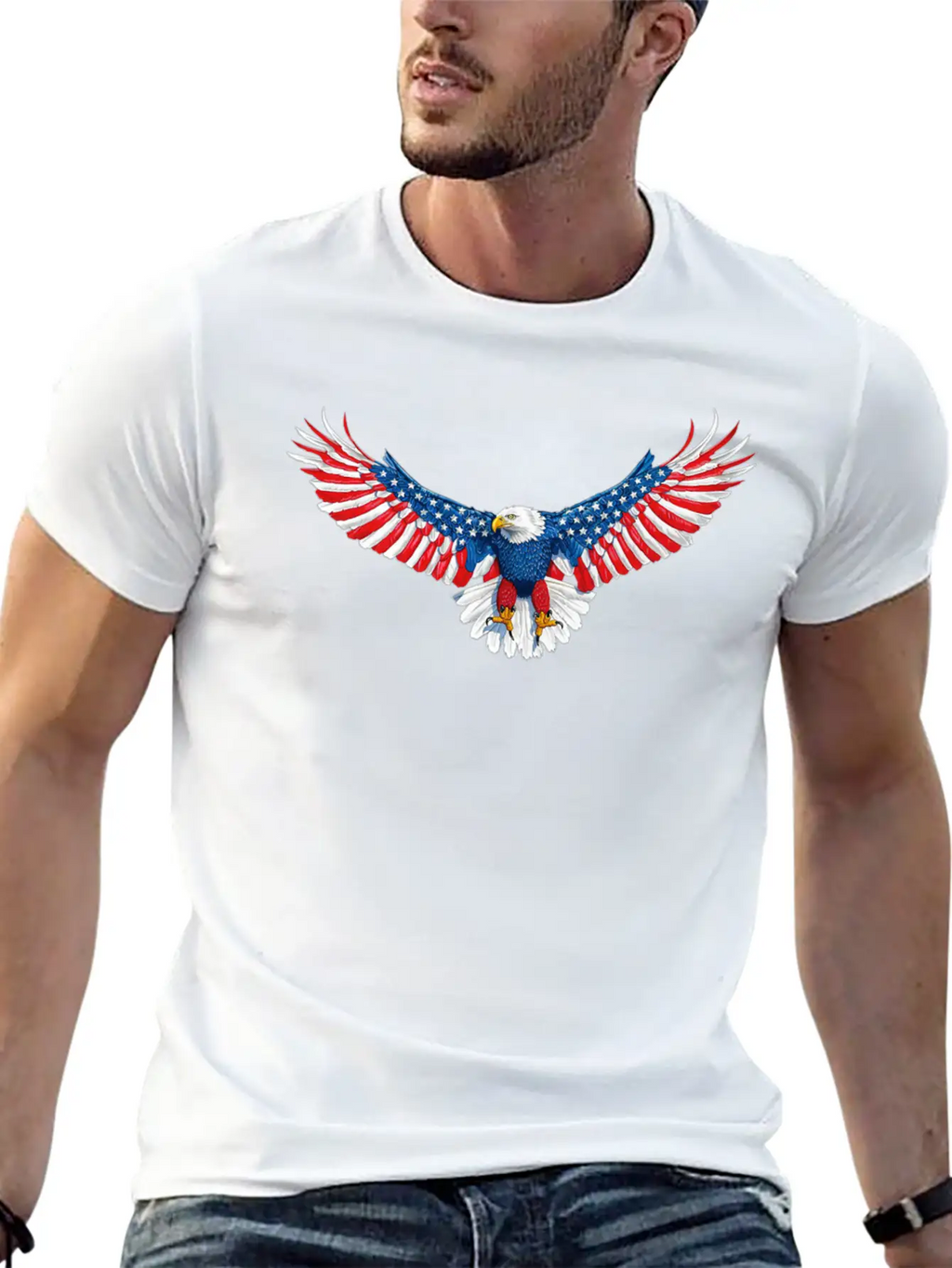 090 940 American Flag Eagle Modern Fit Casual T-Shirt – Clean And Versatile Design