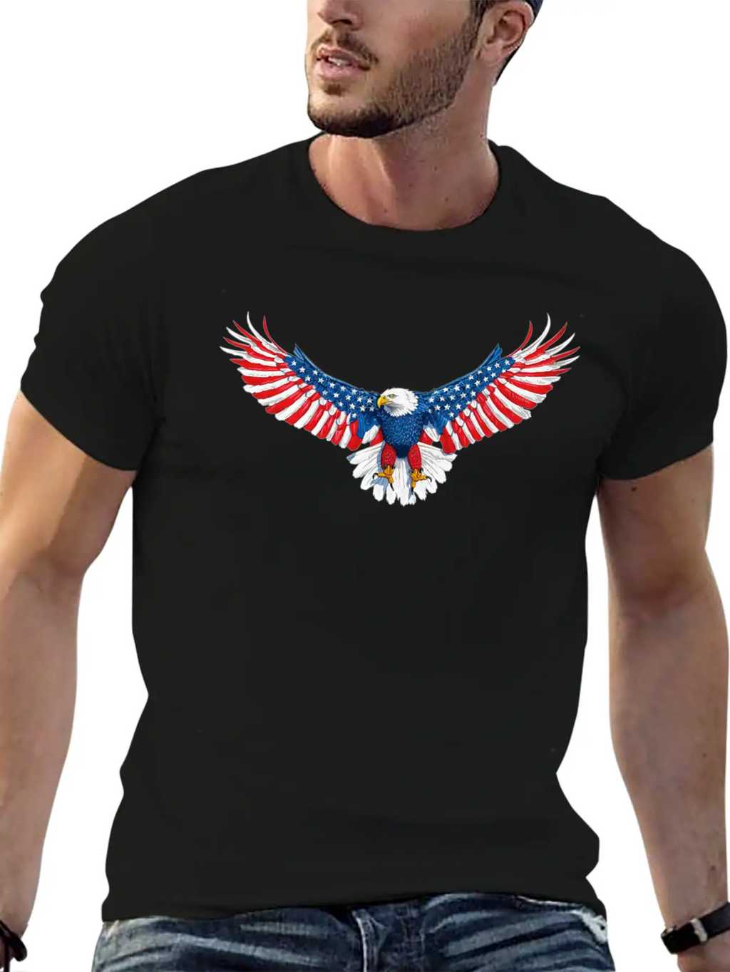 090 940 American Flag Eagle Modern Fit Casual T-Shirt – Clean And Versatile Design