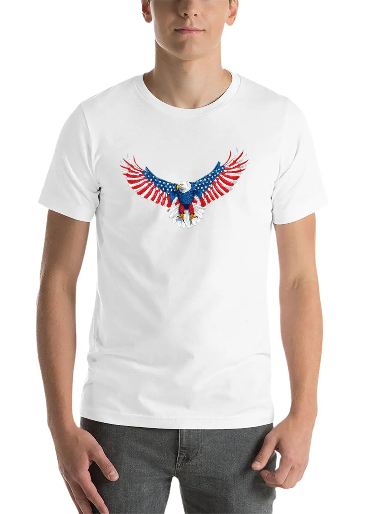 090 940 American Flag Eagle Modern Fit Casual T-Shirt – Clean And Versatile Design