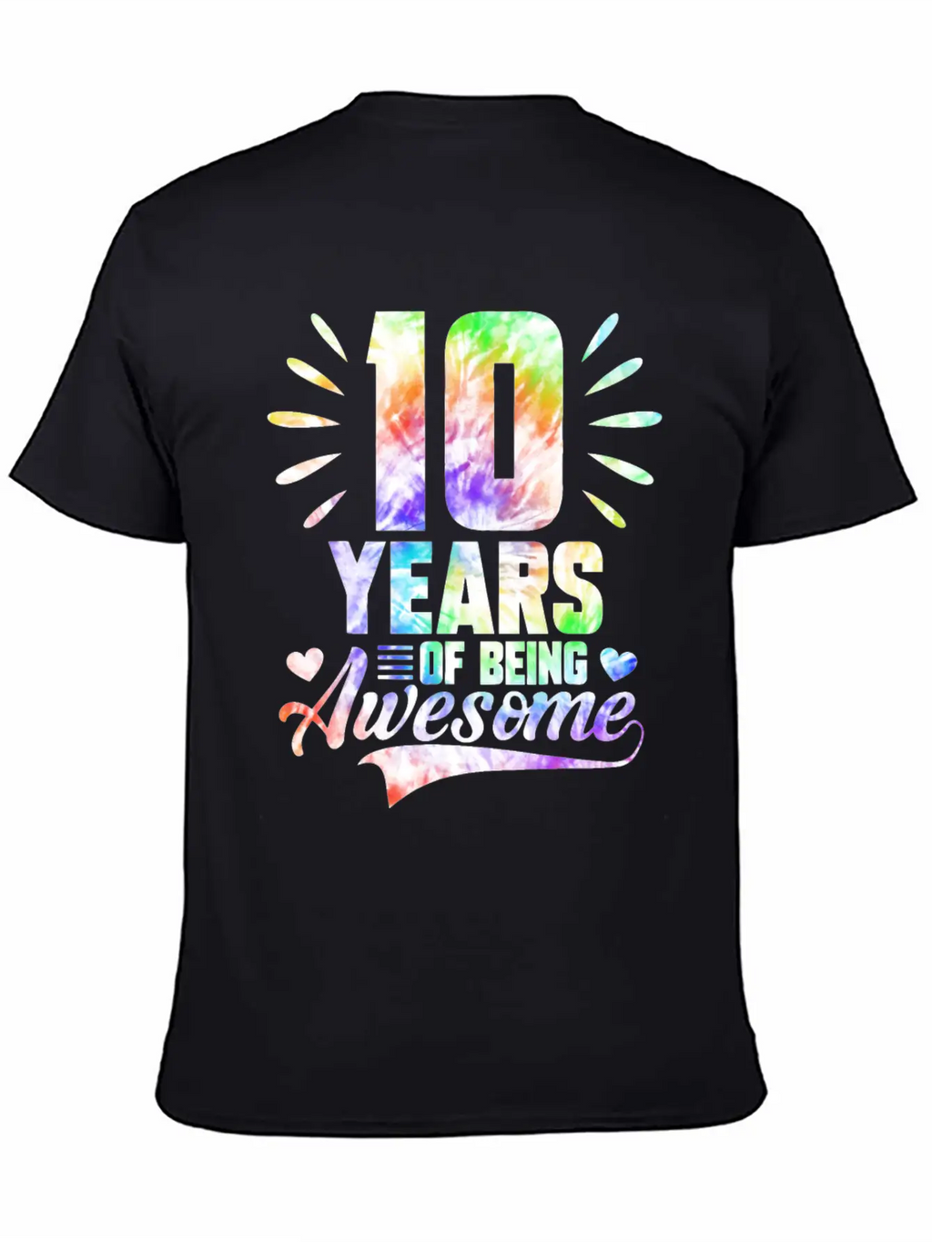 10 YEARS BEING AWESOME TIE DYE Classic Fit Graphic Tee For Daily Comfort – Unisex Cotton Shirt