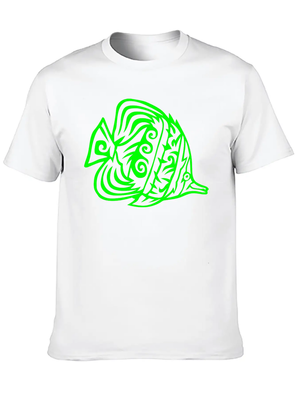 11076 Tribal Exotic Fish Classic Crew Neck Graphic Tee – Everyday Minimal Look