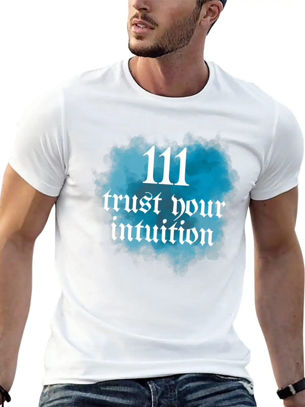 111 Trust Your Intuition Blue And White Classic Fit Graphic Tee For Daily Comfort – Unisex Cotton Shirt