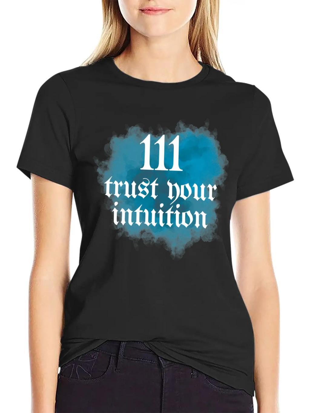 111 Trust Your Intuition Blue And White Classic Fit Graphic Tee For Daily Comfort – Unisex Cotton Shirt