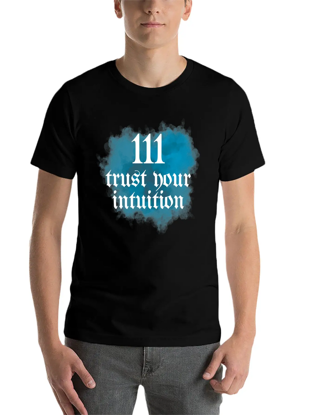 111 Trust Your Intuition Blue And White Classic Fit Graphic Tee For Daily Comfort – Unisex Cotton Shirt