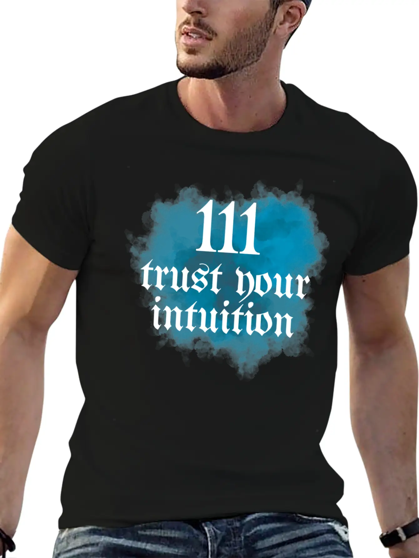 111 Trust Your Intuition Blue And White Classic Fit Graphic Tee For Daily Comfort – Unisex Cotton Shirt