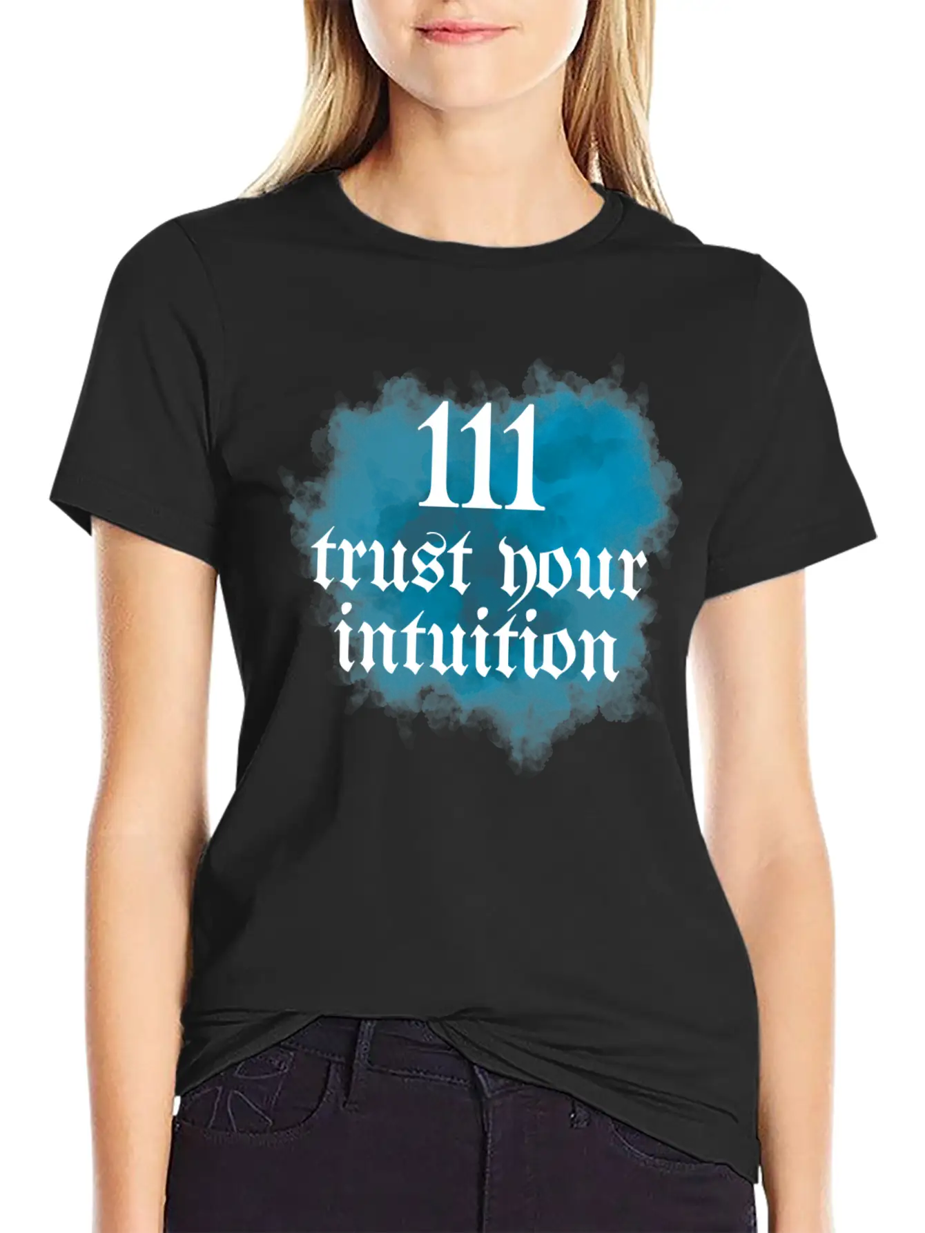 111 Trust Your Intuition Blue And White Modern Fit Casual T-Shirt – Clean And Versatile Design