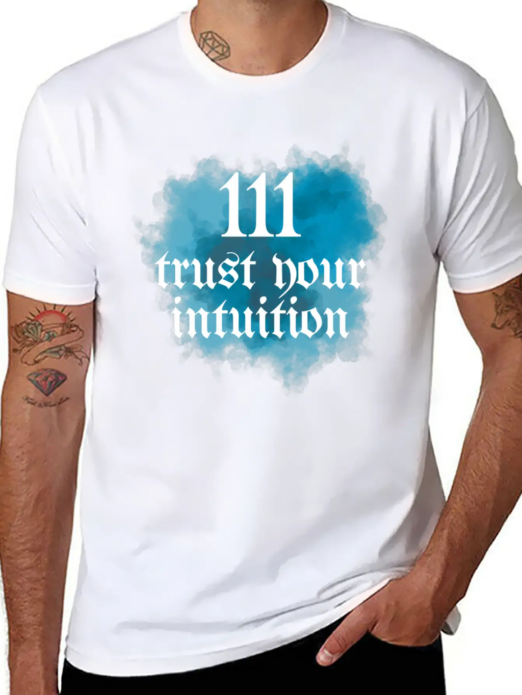 111 Trust Your Intuition Blue And White Modern Fit Casual T-Shirt – Clean And Versatile Design