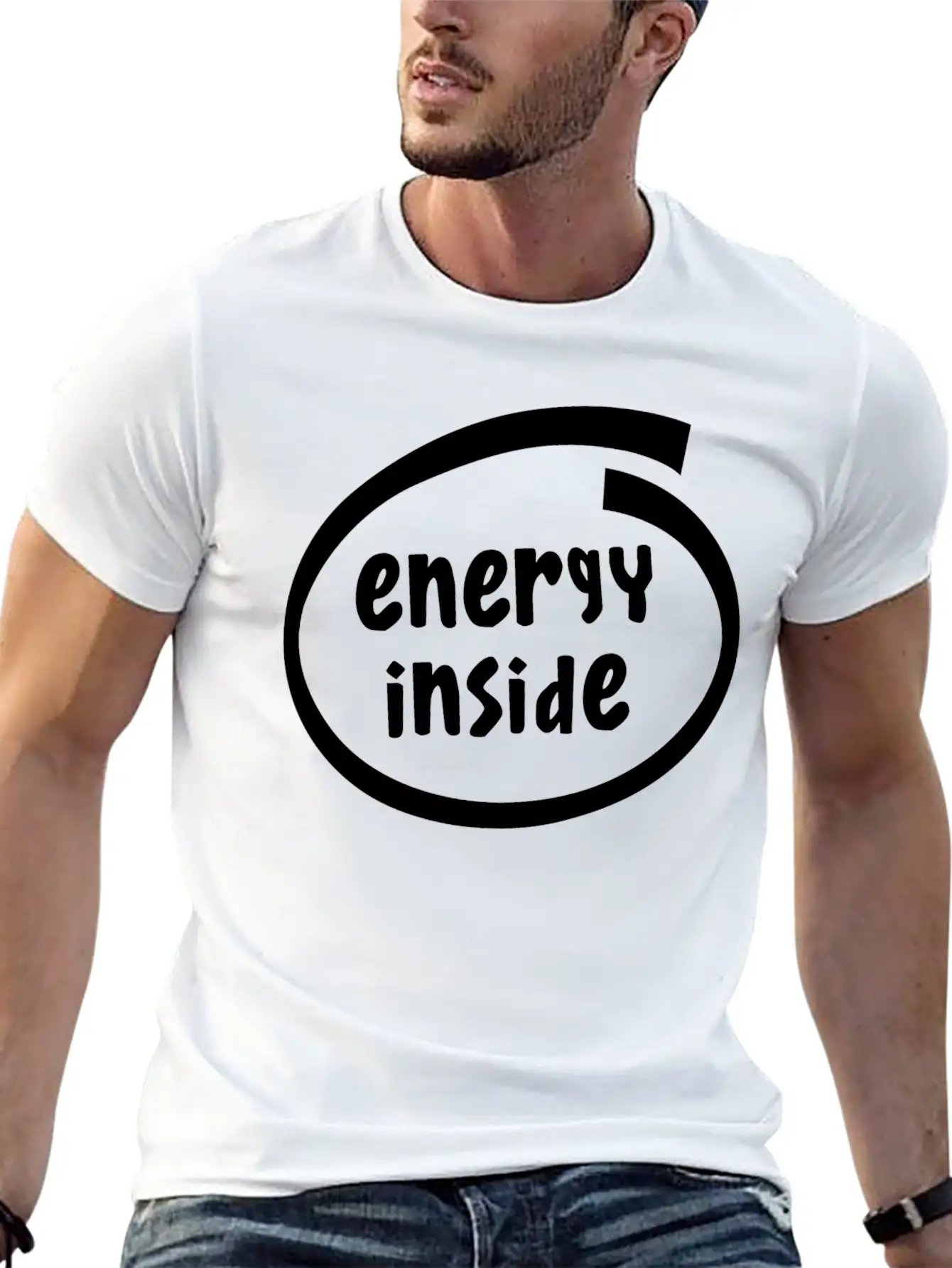 1816A Energy Inside Basic Graphic T-Shirt – Daily Comfort In Soft Cotton