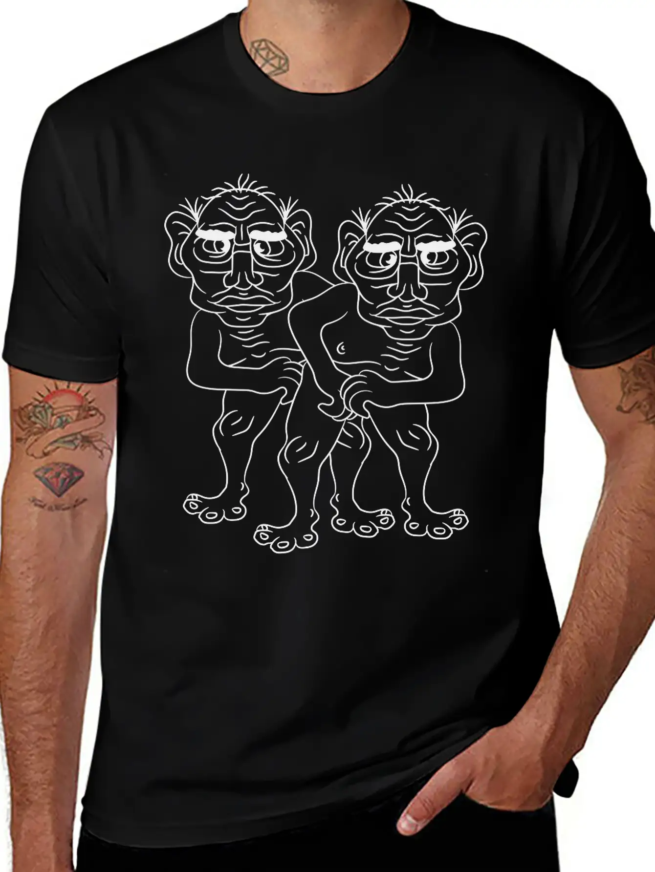 2 Naked Opas Buddies Couple Love Gay Gay Gay Ugly Classic Crew Neck Graphic Tee – Everyday Minimal Look