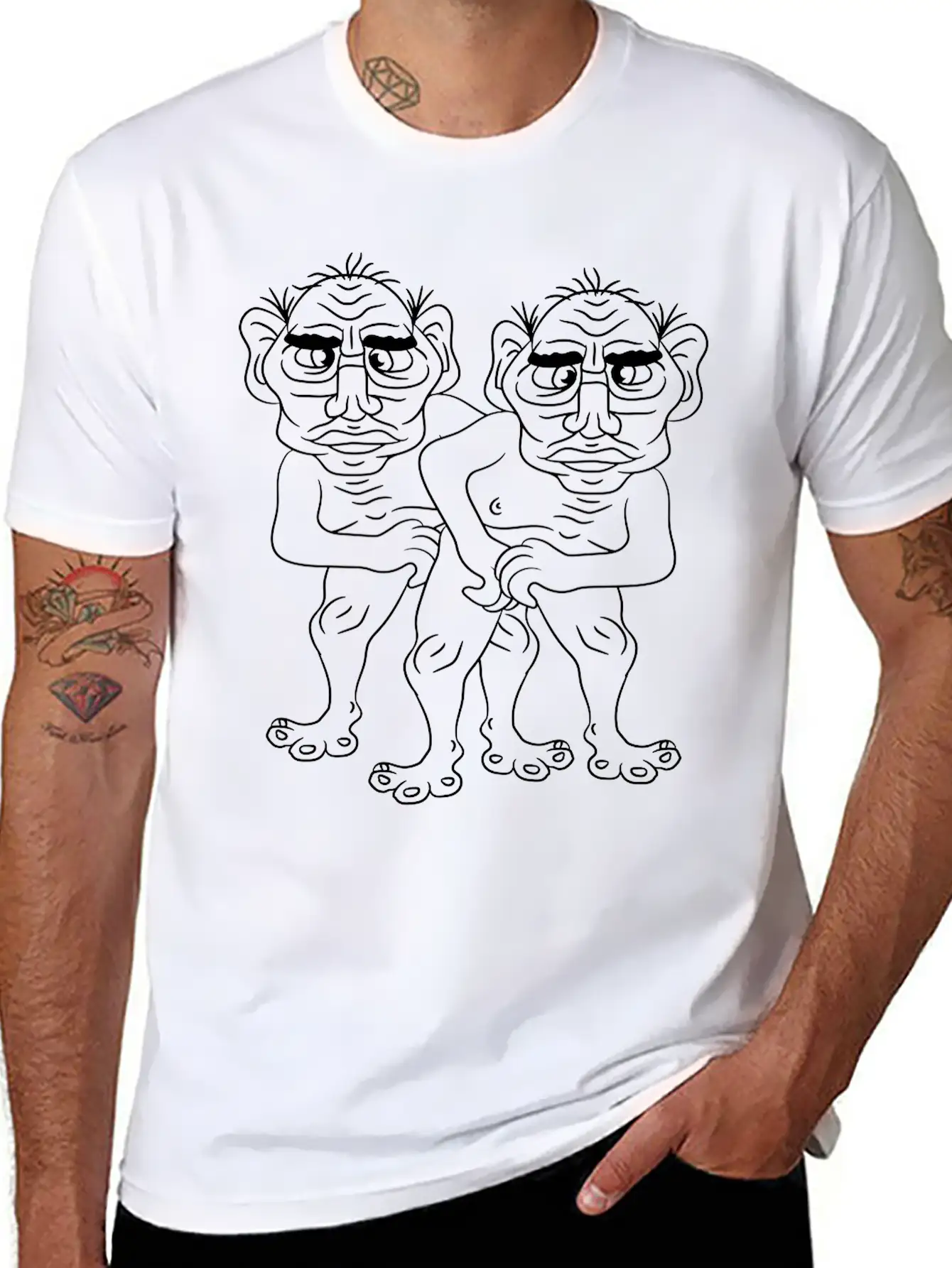2 Naked Opas Buddies Couple Love Gay Gay Gay Ugly Classic Crew Neck Graphic Tee – Everyday Minimal Look