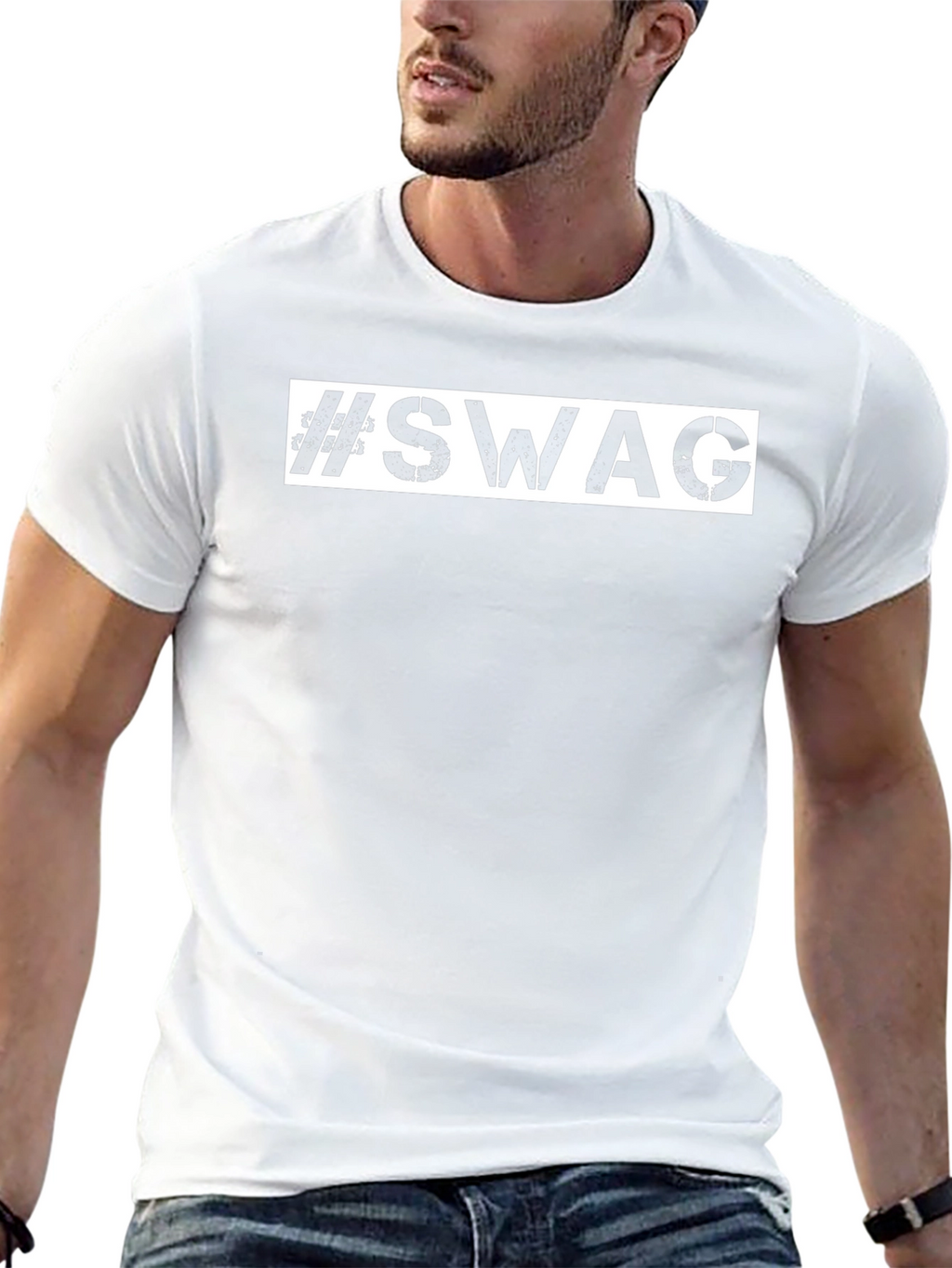 #SWAG Mens Black Graphic Print Tee