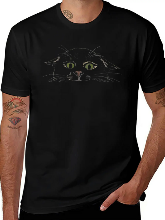 "Crazy Cat" Jamie's Hand-Drawn Cat Collection Classic Crew Neck Graphic Tee – Everyday Minimal Look