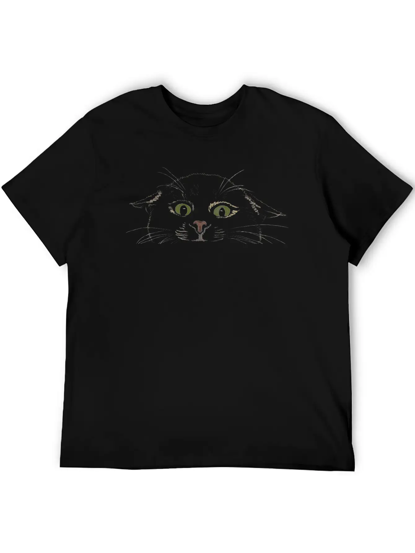"Crazy Cat" Jamie's Hand-Drawn Cat Collection Classic Crew Neck Graphic Tee – Everyday Minimal Look