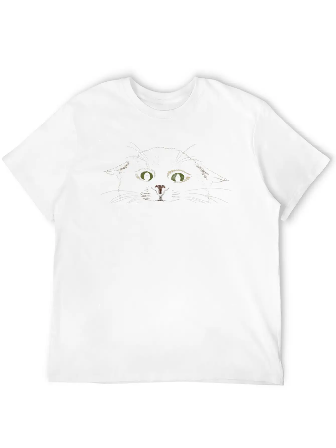 "Crazy Cat" Jamie's Hand-Drawn Cat Collection Classic Crew Neck Graphic Tee – Everyday Minimal Look