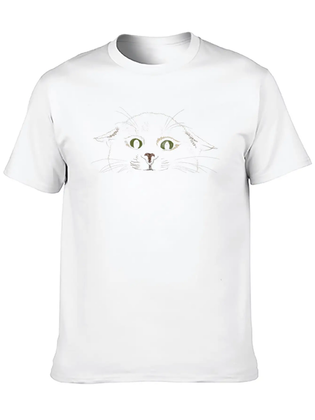 "Crazy Cat" Jamie's Hand-Drawn Cat Collection Classic Crew Neck Graphic Tee – Everyday Minimal Look