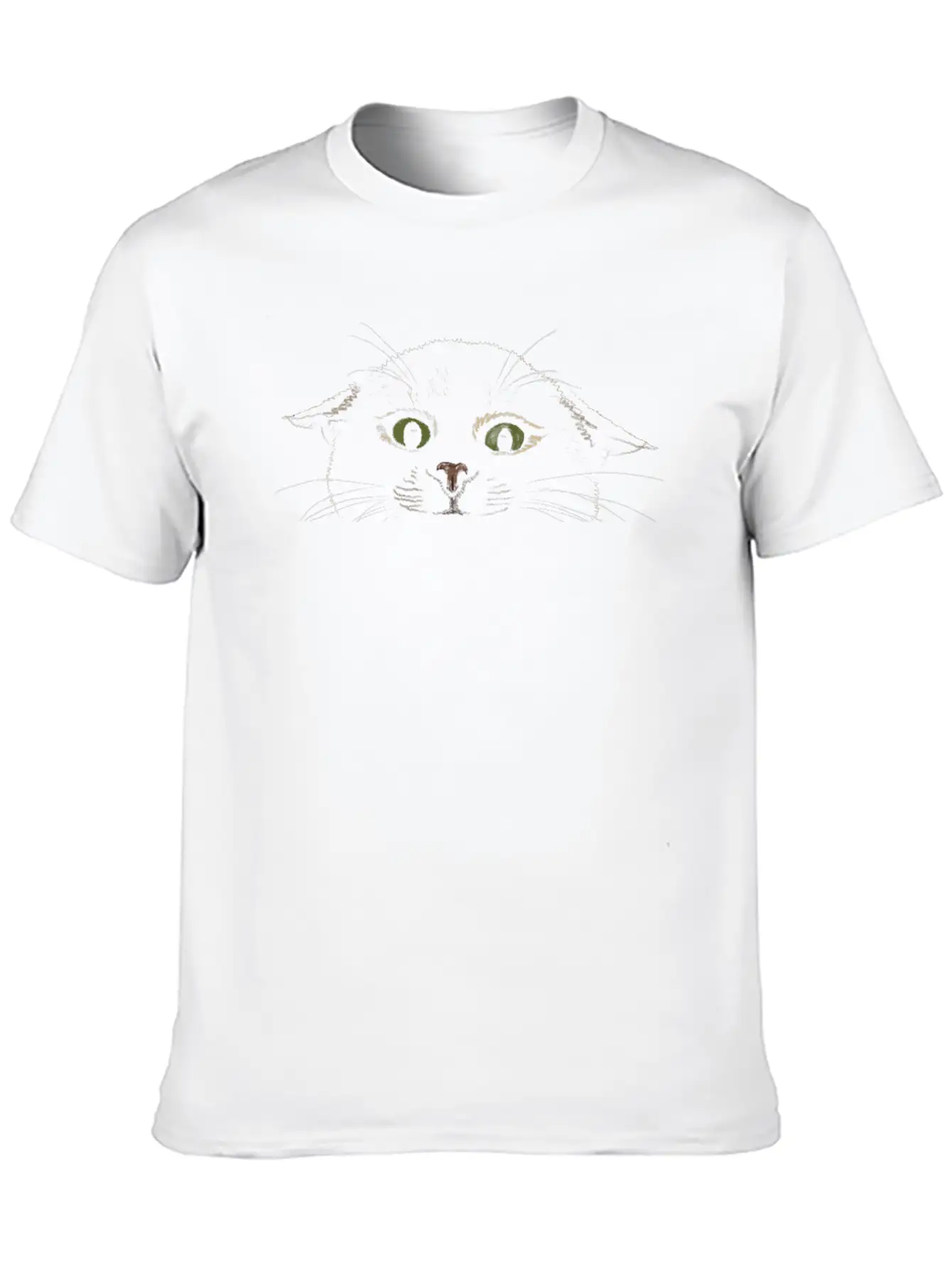 "Crazy Cat" Jamie's Hand-Drawn Cat Collection Classic Crew Neck Graphic Tee – Everyday Minimal Look