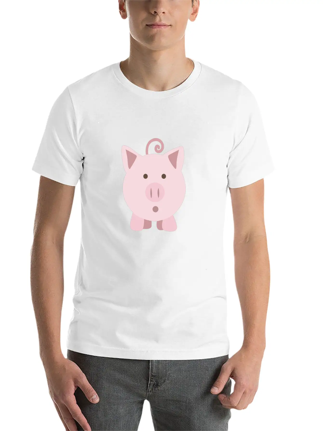 (cute_surprised_pig_pig) Unisex Cotton Tee – Relaxed Fit For Any Occasion
