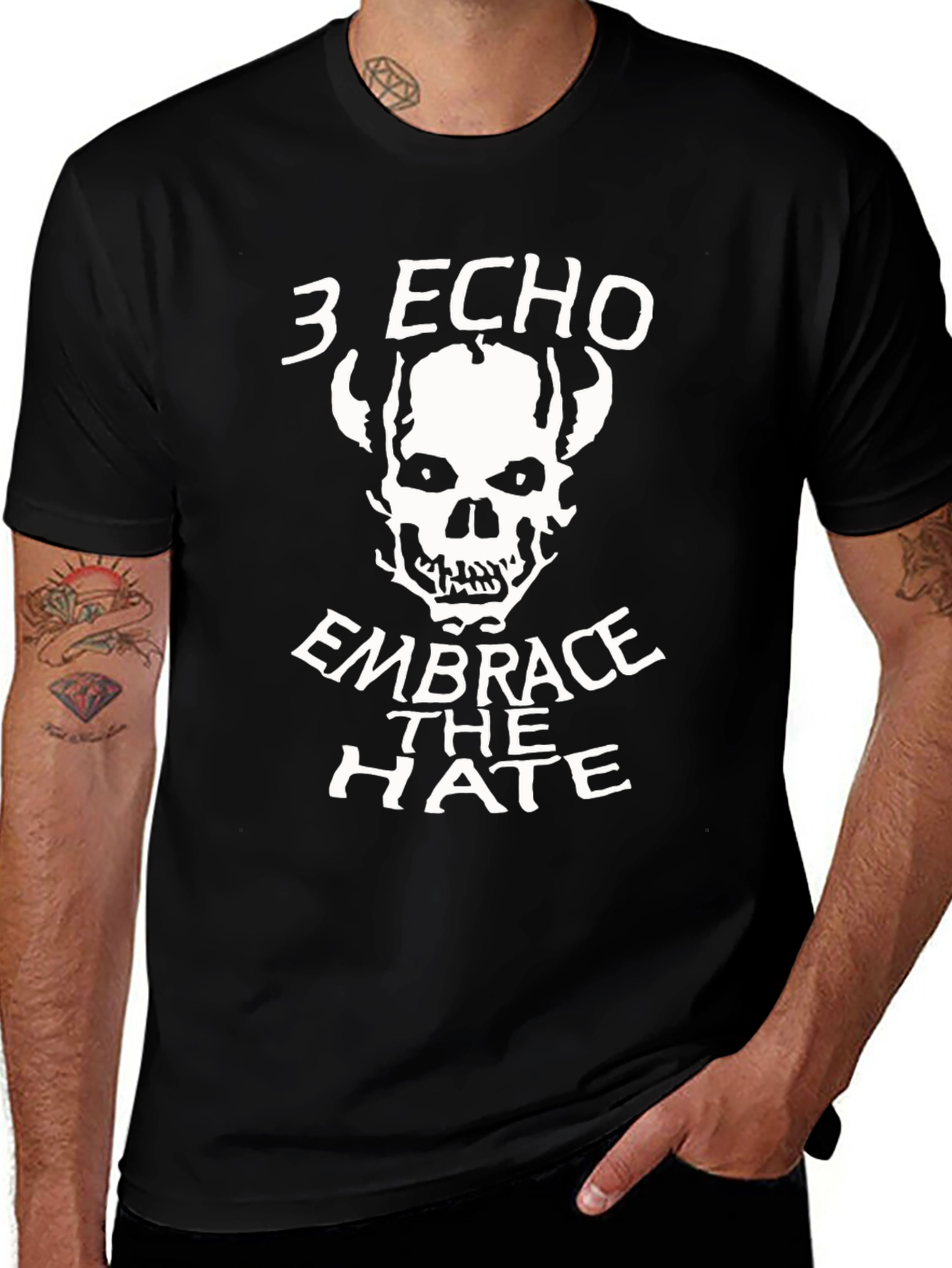 3 Echo Embrace The Hate Black Graphic T-Shirt