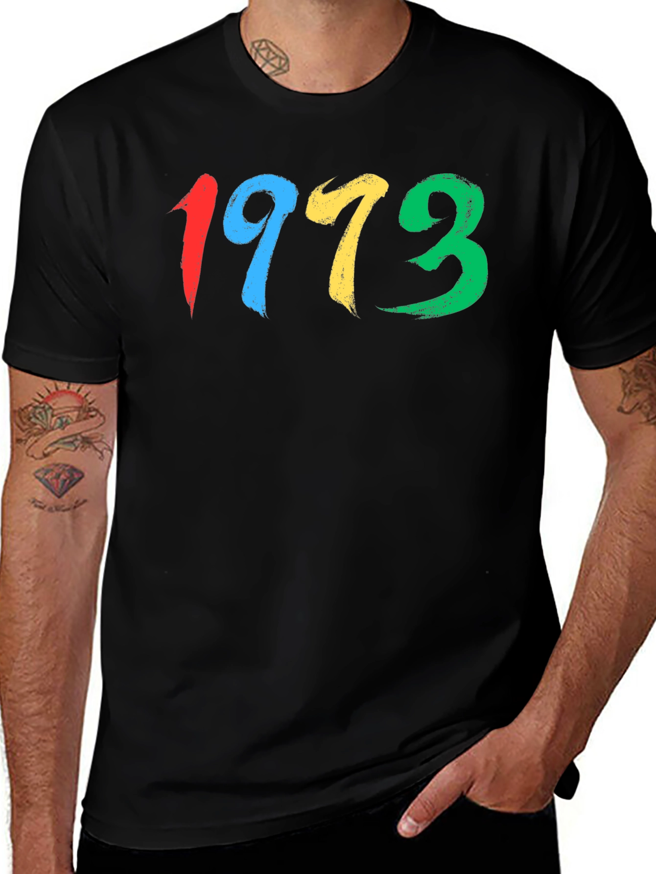 1973 Brush Stroke Graphic Tee - Retro Cool