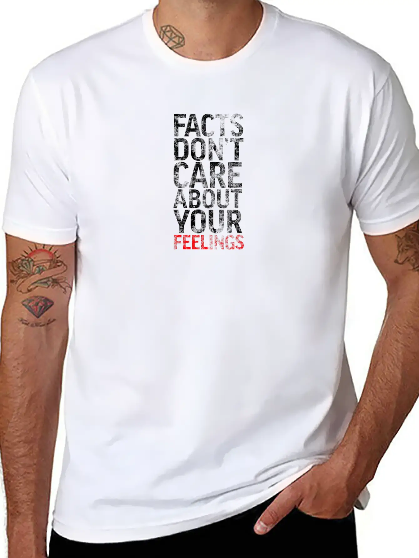 "" Realities Don't Care About Your Sensations" "te Basic Graphic T-Shirt – Daily Comfort In Soft Cotton