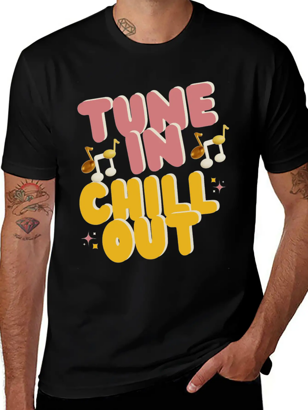 "Tune In Chill Out" Music Themed Classic Fit Graphic Tee For Daily Comfort – Unisex Cotton Shirt