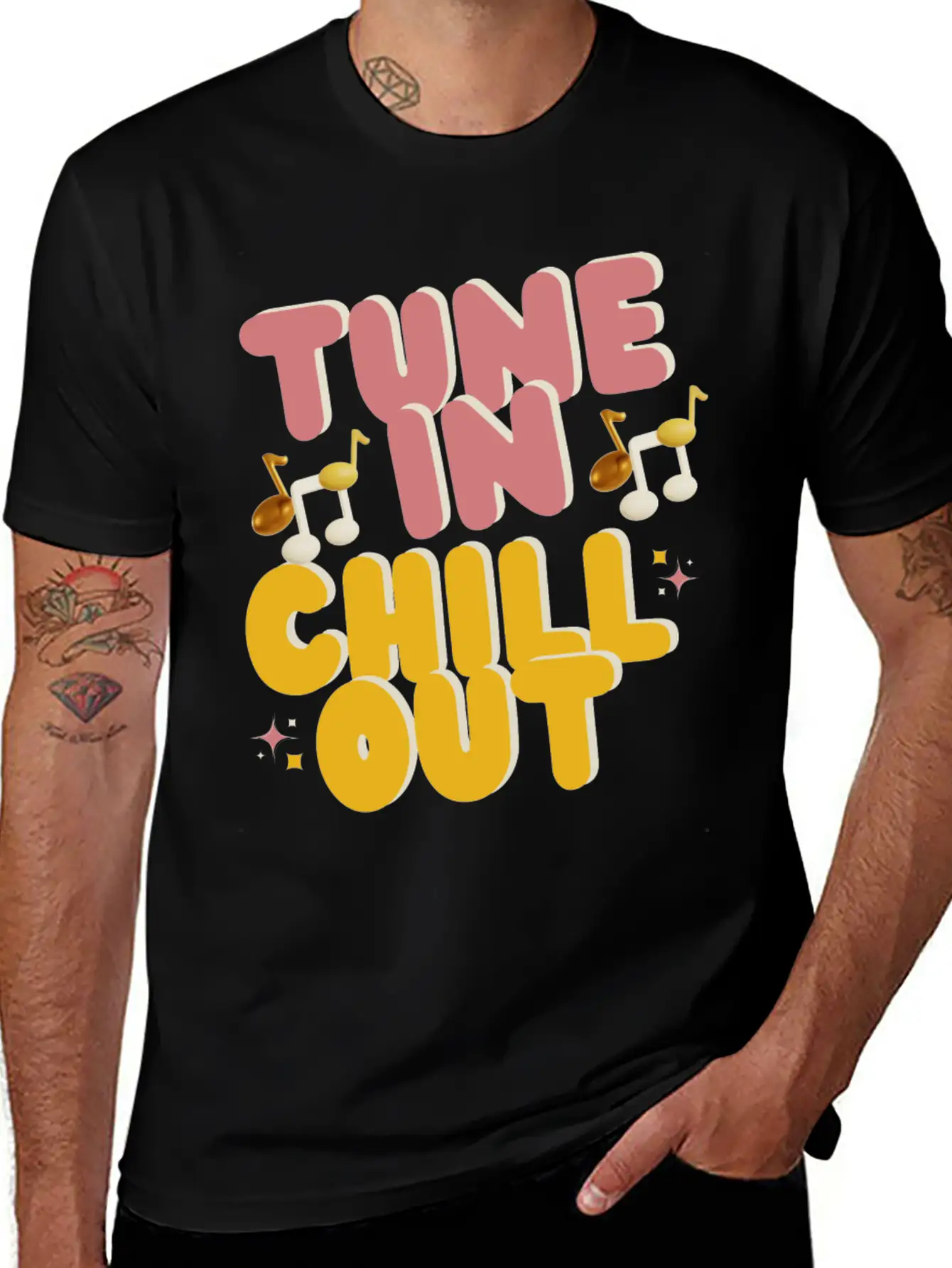 "Tune In Chill Out" Music Themed Classic Fit Graphic Tee For Daily Comfort – Unisex Cotton Shirt