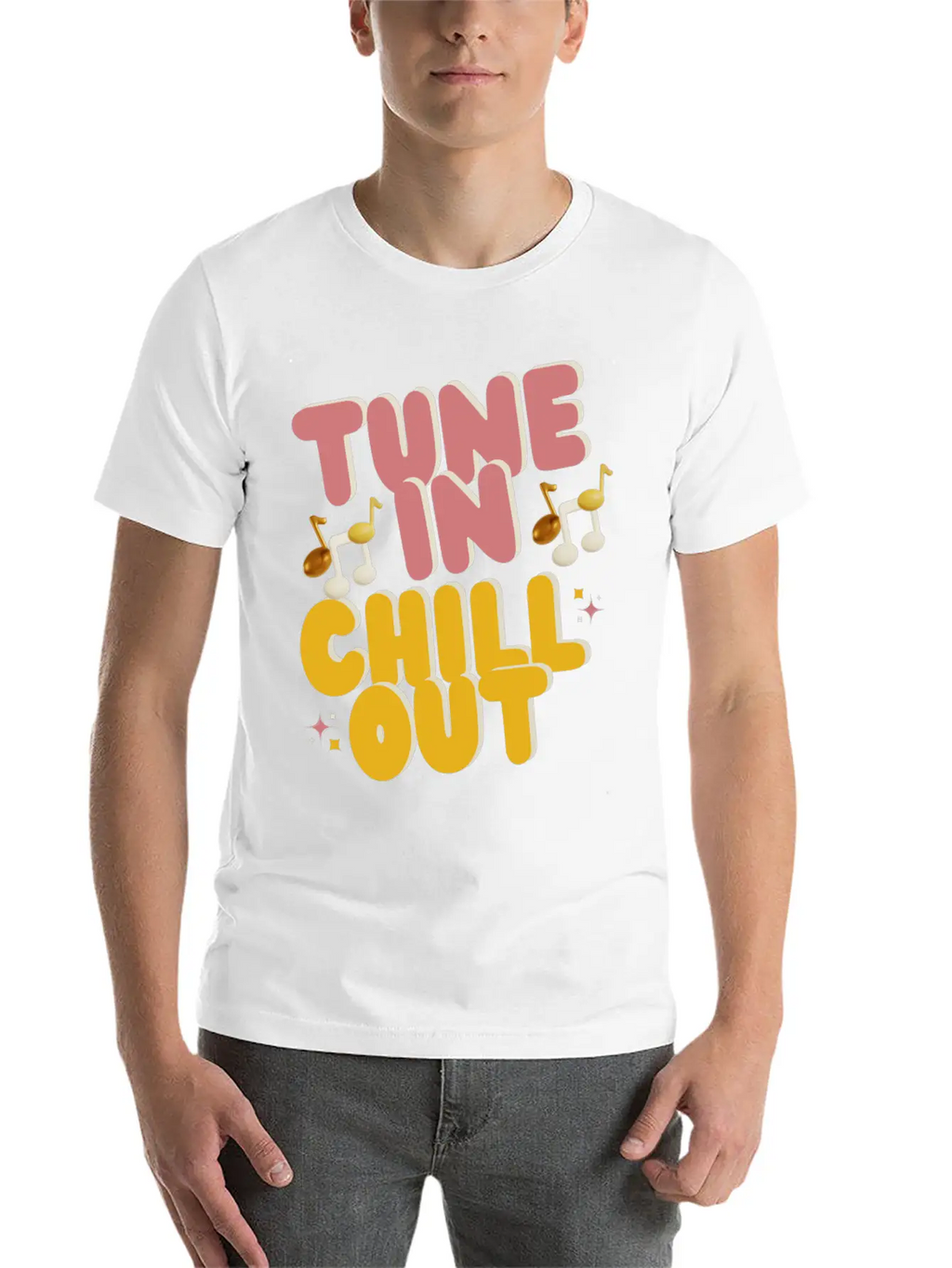 "Tune In Chill Out" Music Themed Classic Fit Graphic Tee For Daily Comfort – Unisex Cotton Shirt