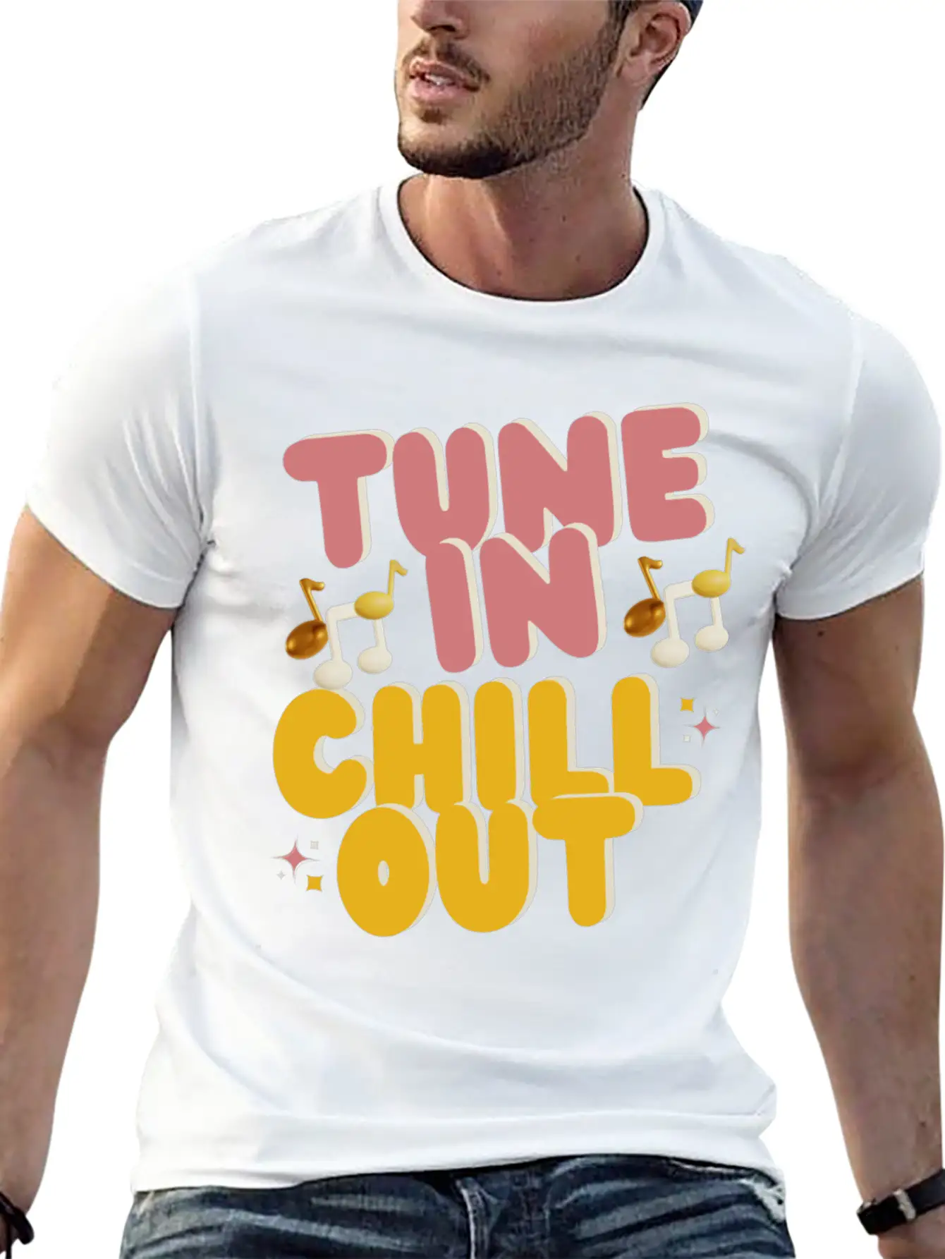 "Tune In Chill Out" Music Themed Classic Fit Graphic Tee For Daily Comfort – Unisex Cotton Shirt