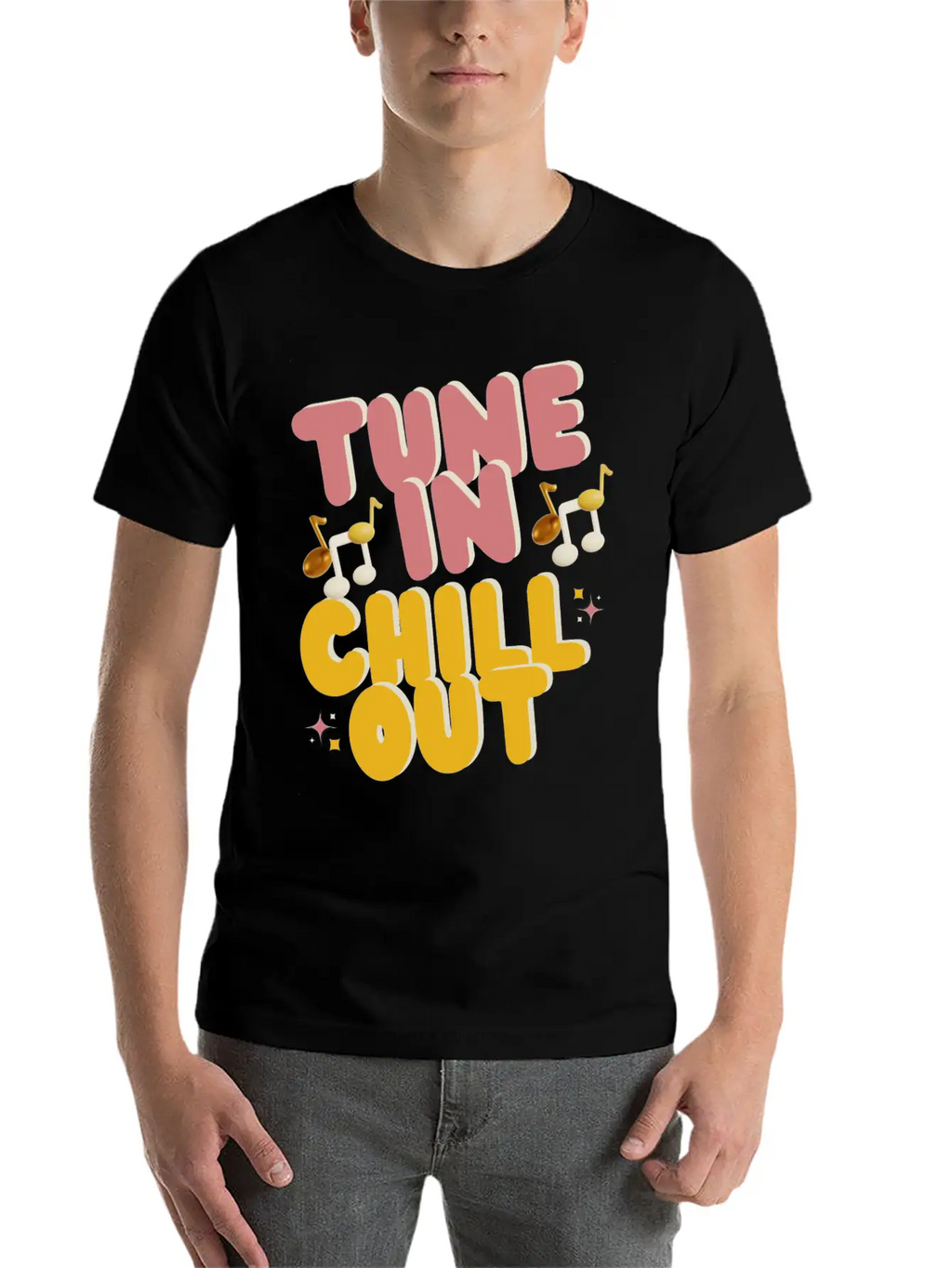 "Tune In Chill Out" Music Themed Classic Fit Graphic Tee For Daily Comfort – Unisex Cotton Shirt