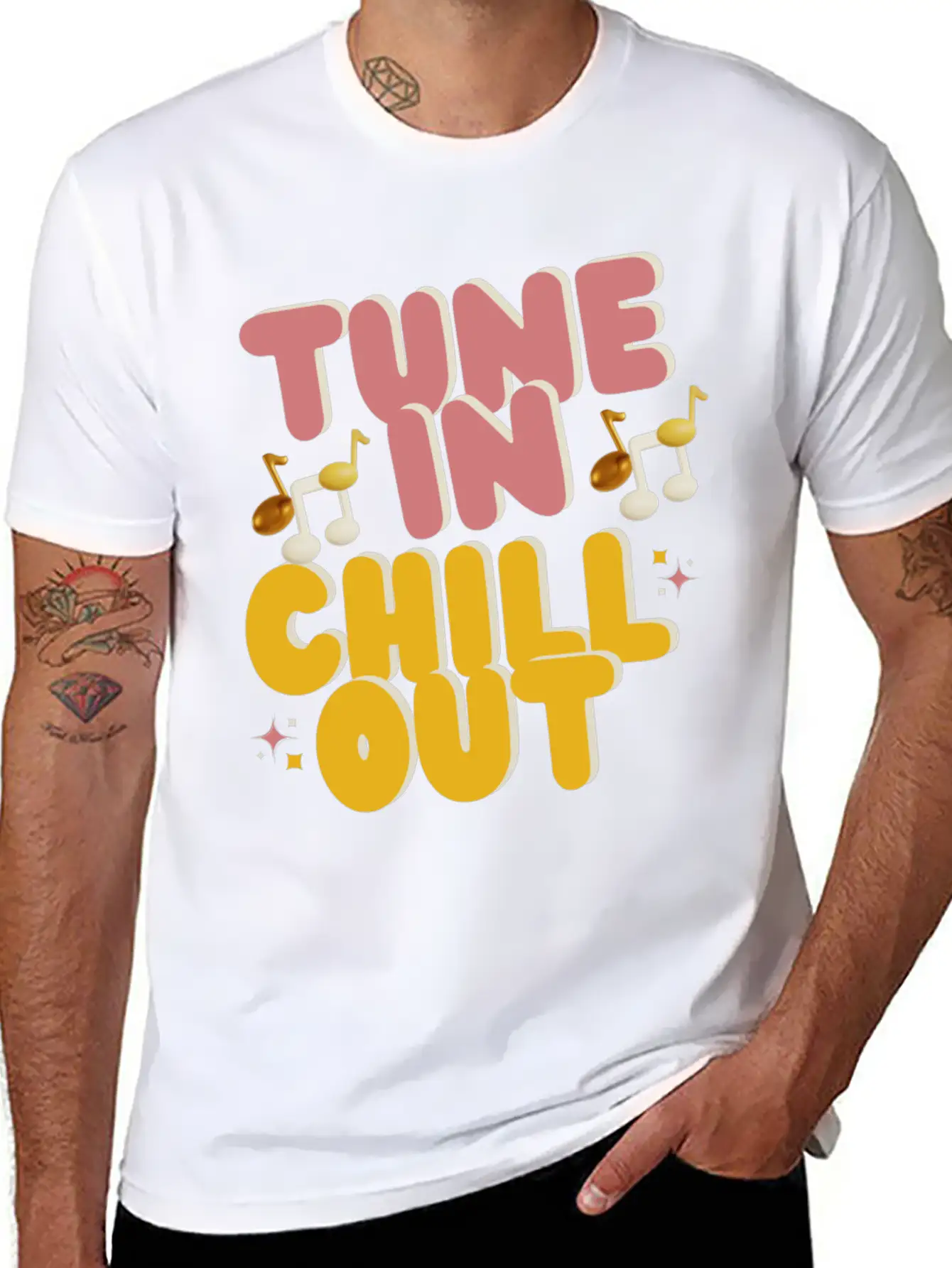 "Tune In Chill Out" Music Themed Classic Fit Graphic Tee For Daily Comfort – Unisex Cotton Shirt