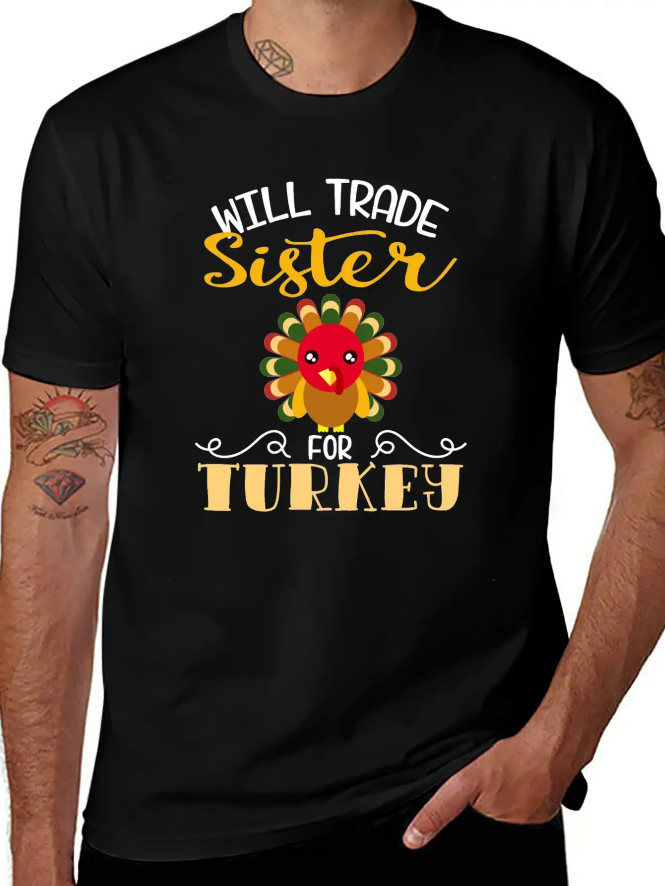 "Will Trade Sister For Turkey" Turkey Day Classic Fit Graphic Tee For Daily Comfort – Unisex Cotton Shirt