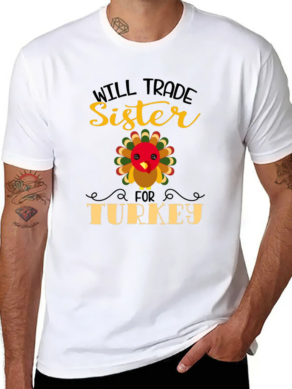"Will Trade Sister For Turkey" Turkey Day Classic Fit Graphic Tee For Daily Comfort – Unisex Cotton Shirt