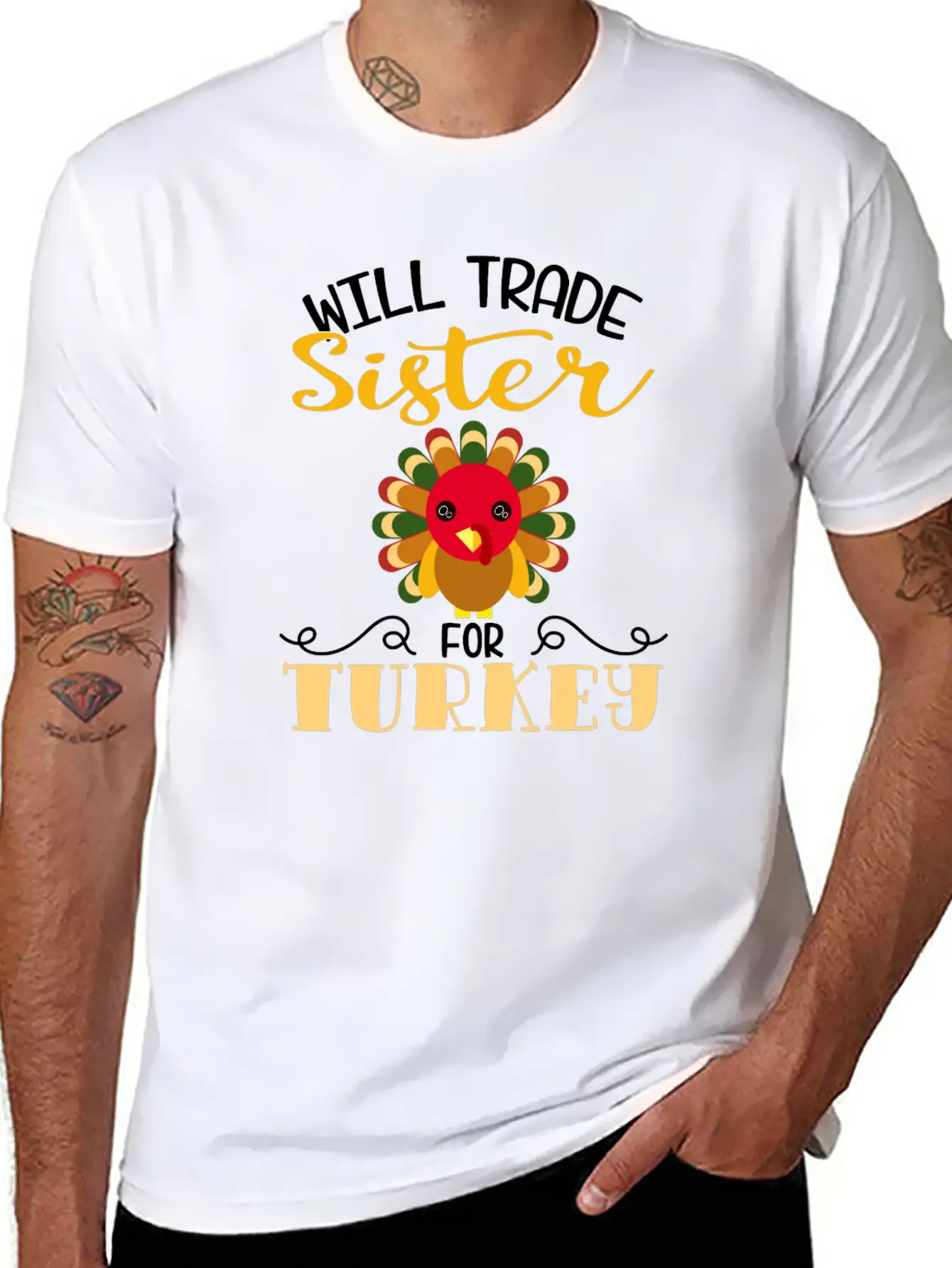 "Will Trade Sister For Turkey" Turkey Day Classic Fit Graphic Tee For Daily Comfort – Unisex Cotton Shirt